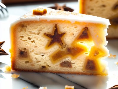 Winterlicher Marzipan-Zimtstern-Kuchen mit Orangenblüten-Glasur