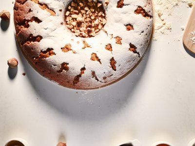 Winterlicher Honig-Ingwer-Kuchen mit gerösteten Haselnüssen