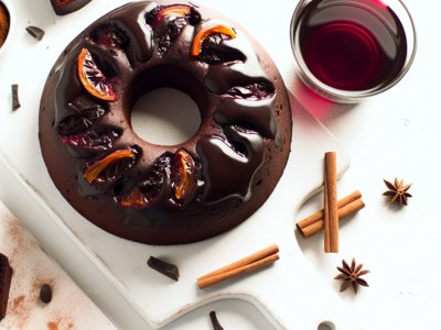 Winterlicher Glühwein-Schokoladen-Gugelhupf