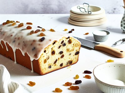 Winterlicher Kardamom-Rosinen-Hefezopf mit Vanilleglasur