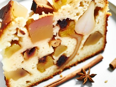 Winterlicher Glühwein-Birnen-Kuchen mit Marzipanherz