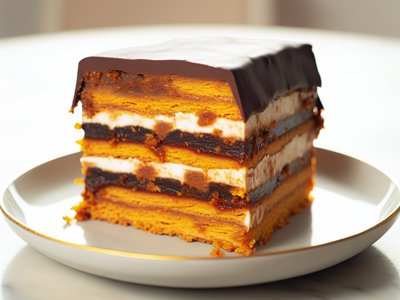 Winterlicher Marzipan-Lebkuchen-Schichtturm mit Orangenlikör