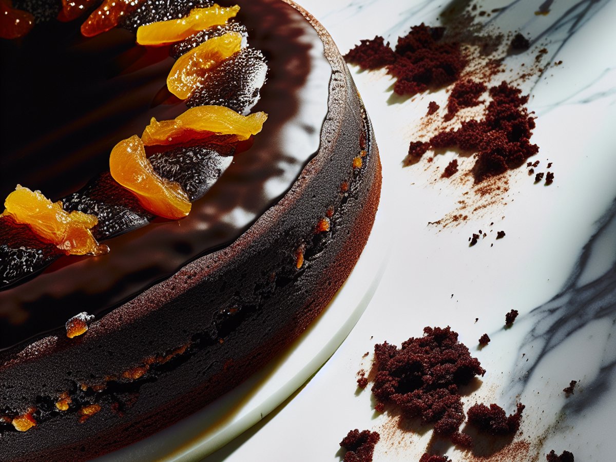 Original Wiener Sachertorte - Ganzer Kuchen auf eleganter Kuchenplatte