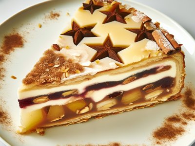 Winterlicher Zimtstern-Mousse-Kuchen mit Glühwein-Birnen