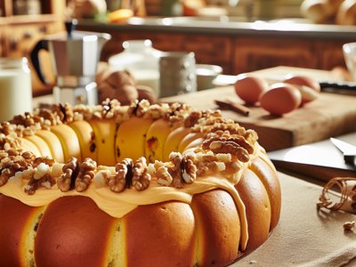 Winterlicher Zimt-Walnuss-Kranzkuchen mit Orangenblüten-Buttercreme