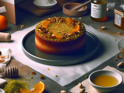 Winterlicher Fenchel-Orangen-Honigkuchen mit Pistazien-Crumble