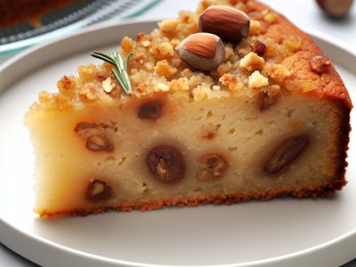 Winterlicher Rosmarin-Honig-Birnenkuchen mit Haselnuss-Crumble