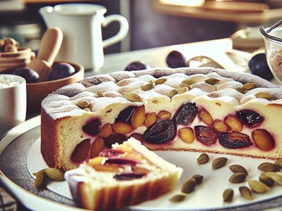 Winterlicher Zwetschgen-Kardamom-Hefekuchen mit Marzipan-Honig-Glasur
