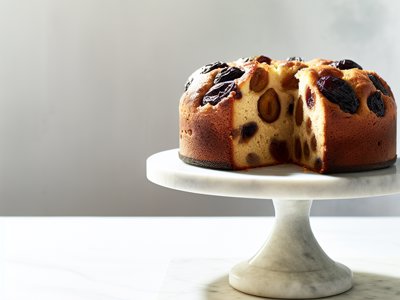 Winterlicher Zwetschgen-Kardamom-Hefekuchen mit Marzipan-Honig-Glasur