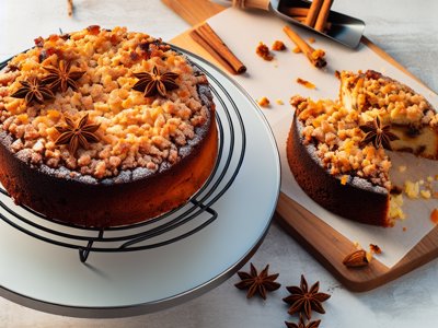 Winterlicher Glühwein-Sternanis-Kuchen mit Mandel-Orangeat-Crumble