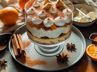 Winterlicher Glühwein-Lebkuchen-Trifle mit Mascarpone-Orangencrème