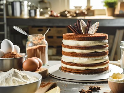 Winterlicher Glühwein-Mascarpone-Schichtkuchen mit Lebkuchen-Biscuit