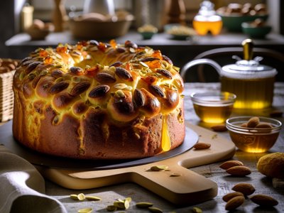 Winterlicher Kardamom-Honig-Hefezopf mit gerösteten Mandeln