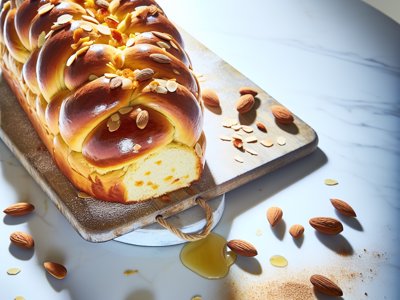 Winterlicher Kardamom-Honig-Hefezopf mit gerösteten Mandeln