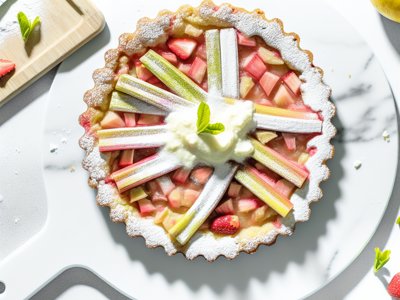 Rhabarber-Erdbeer-Zitronen-Törtchen mit Holunderblüten-Mascarpone
