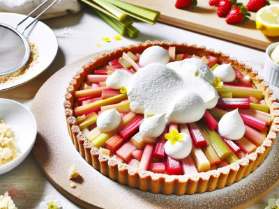 Rhabarber-Erdbeer-Zitronen-Tarte mit Holunderblüten-Mascarpone