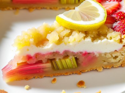 Rhabarber-Erdbeer-Zitronen-Tarte mit Holunderblüten-Mascarpone