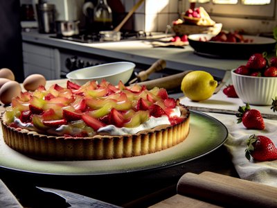 Frühlingsfrische Rhabarber-Erdbeer-Torte mit Zitronenbaiser