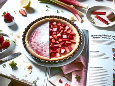 Frühlingsfrische Rhabarber-Erdbeer-Zitronenthymian-Tarte mit Baiser-Haube