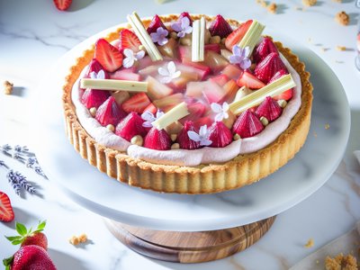 Frühlingsfrische Rhabarber-Erdbeer-Tarte mit Lavendel-Honig-Mascarpone