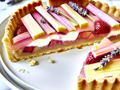 Frühlingsfrische Rhabarber-Erdbeer-Tarte mit Lavendel-Honig-Mascarpone