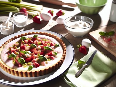 Frühlingsfrische Rhabarber-Erdbeer-Limetten-Torte mit Basilikum-Mascarpone
