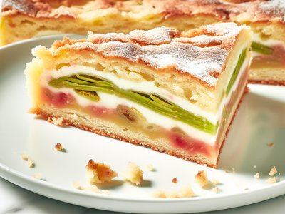 Frühlingsfrische Rhabarber-Erdbeer-Limetten-Torte mit Basilikum-Mascarpone