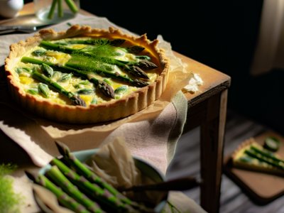 Frühlingsfrische Spargel-Zitronen-Quiche mit Gruyère und Kräutern