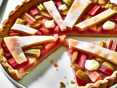 Frühlingsfrische Rhabarber-Erdbeer-Tarte mit Limetten-Thymian-Curd