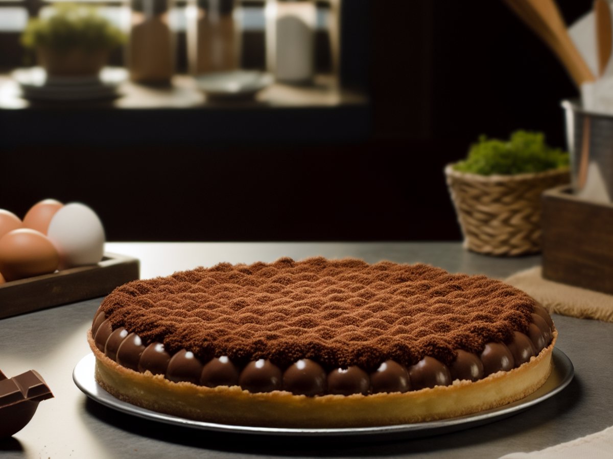 Brasilianischer Brigadeiro-Kuchen - Alternative Ansicht in gemütlichem Setting