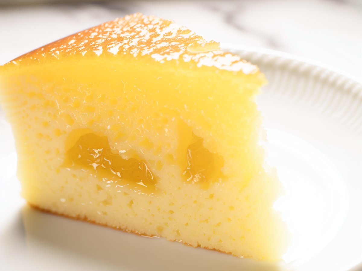 Türkischer Revani-Kuchen - Nahaufnahme eines Stücks mit sichtbarer Textur