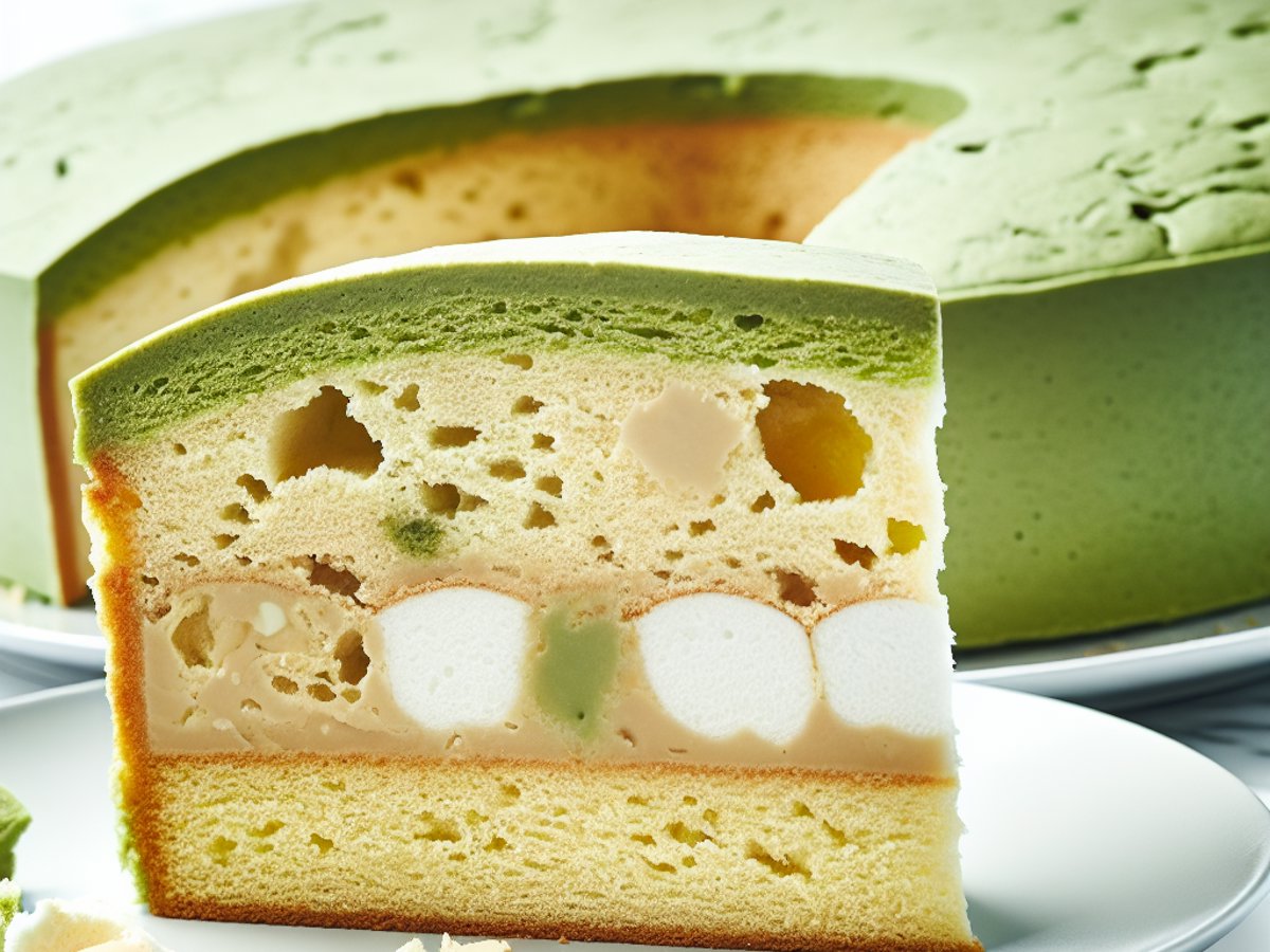 Schwedischer Prinzessinnenkuchen - Nahaufnahme eines Stücks mit sichtbarer Textur