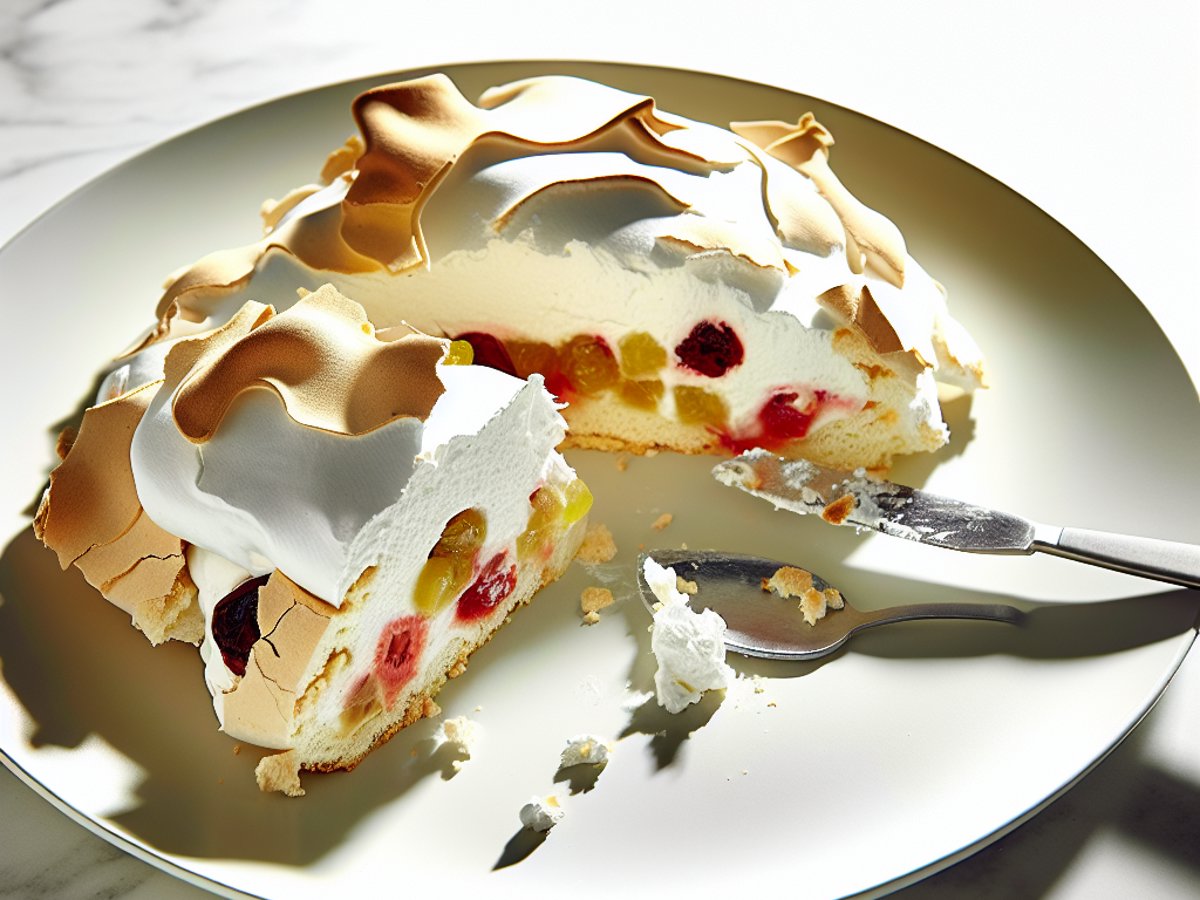 Neuseeländischer Pavlova - Nahaufnahme eines Stücks mit sichtbarer Textur