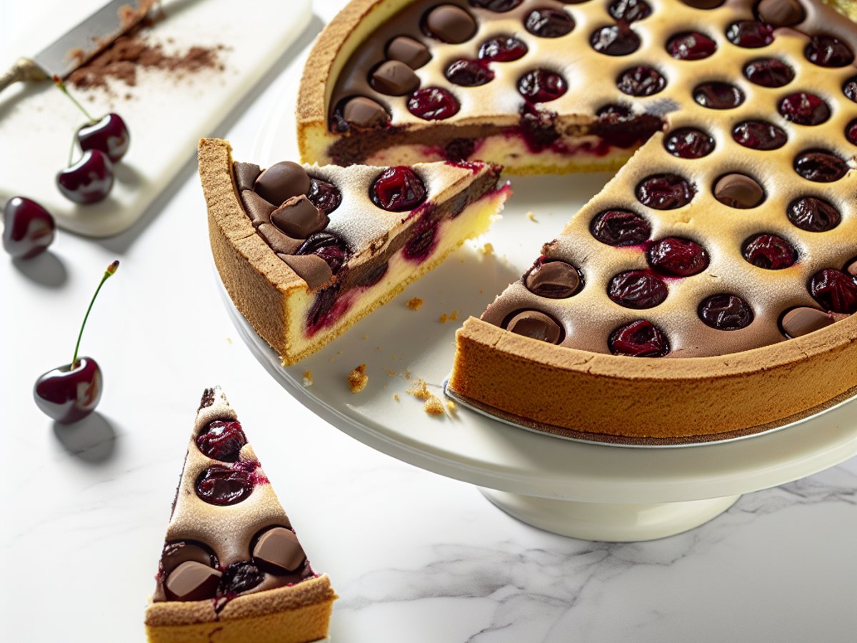 Schwarzwälder Schnitte - Ganzer Kuchen auf eleganter Kuchenplatte