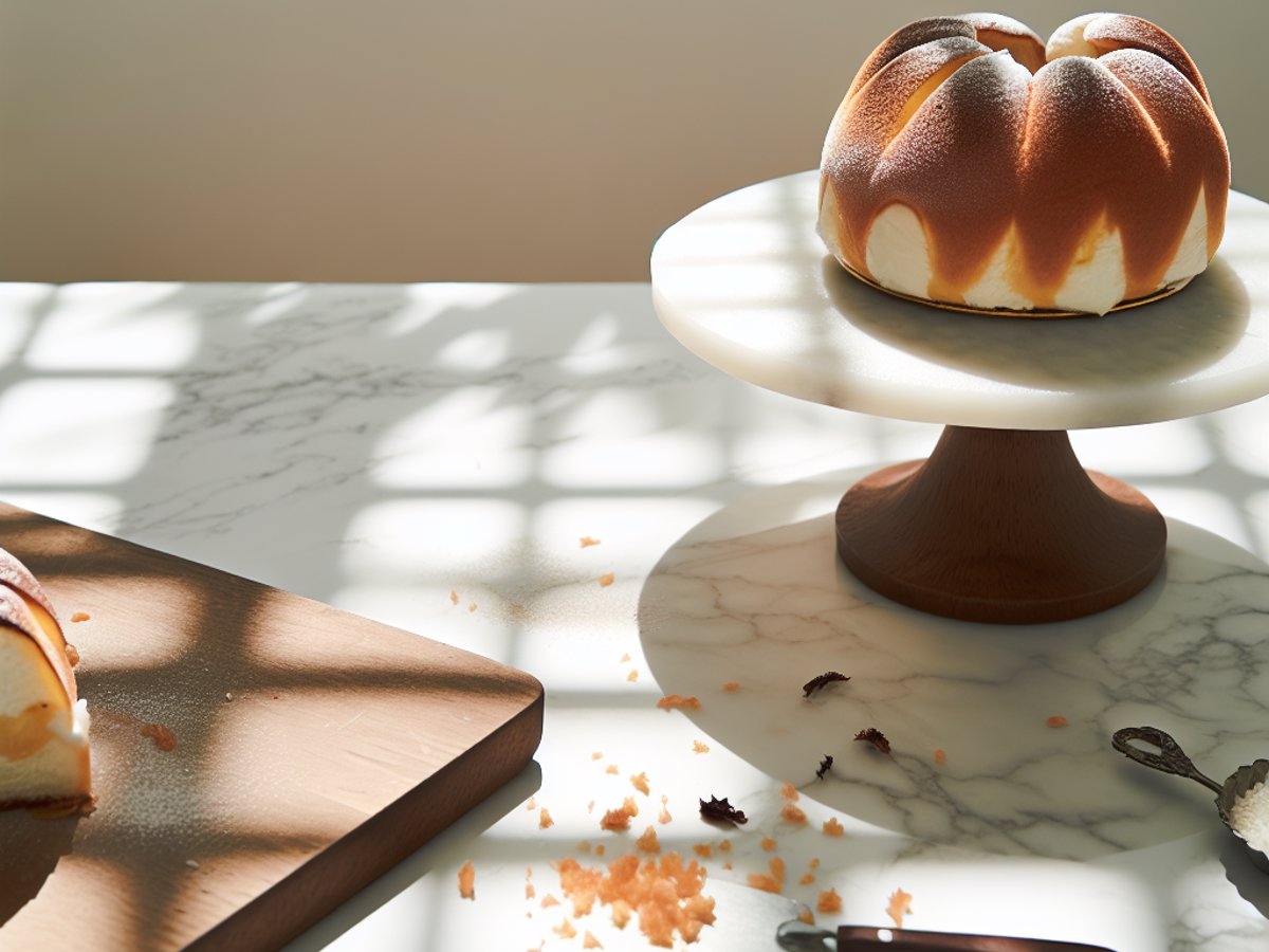 Japanischer Mochi Kuchen - Ganzer Kuchen auf eleganter Kuchenplatte