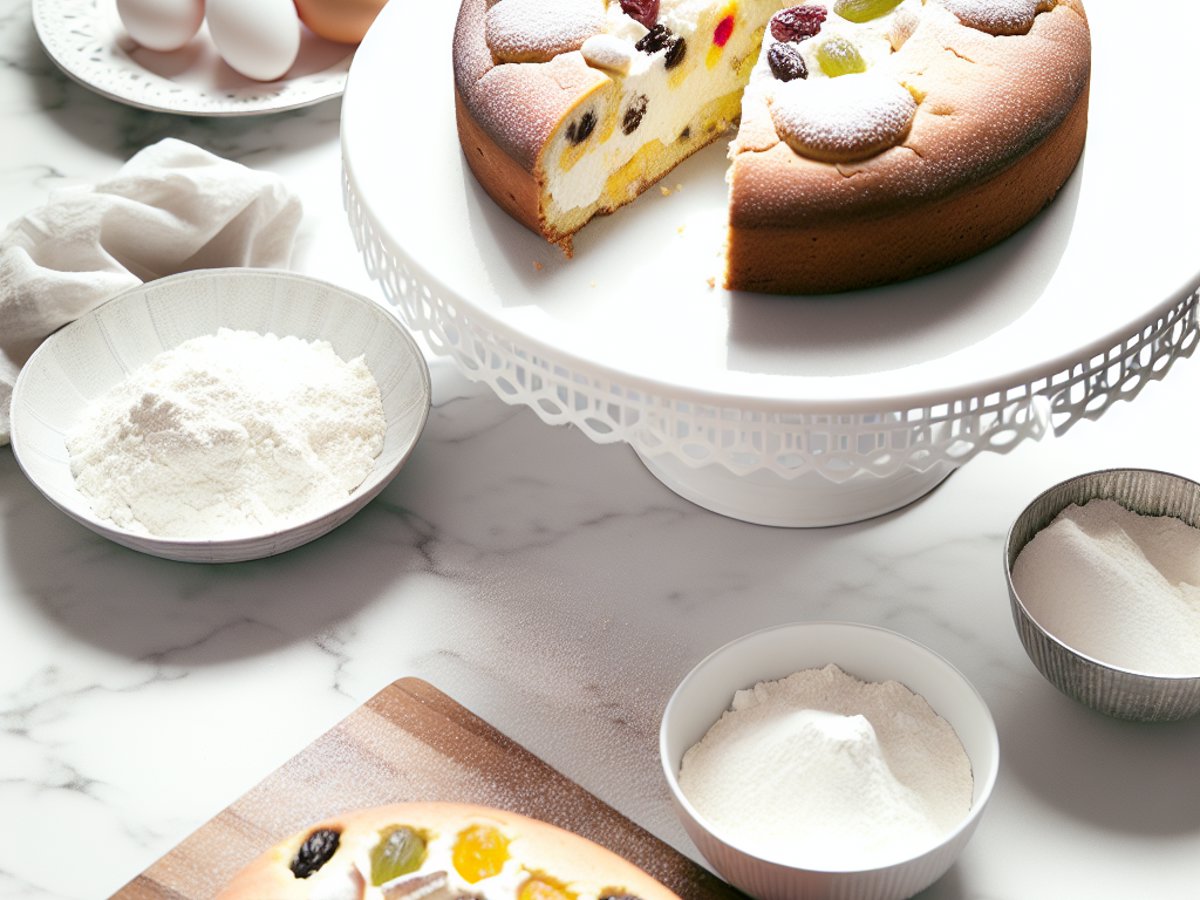 Sizilianische Cassata - Ganzer Kuchen auf eleganter Kuchenplatte