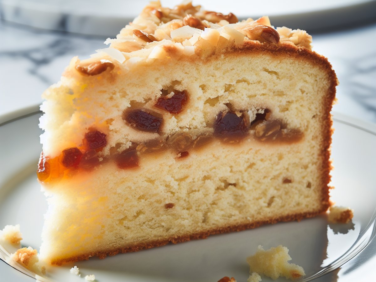 Schwedische Zimtschnecken-Torte - Nahaufnahme eines Stücks mit sichtbarer Textur