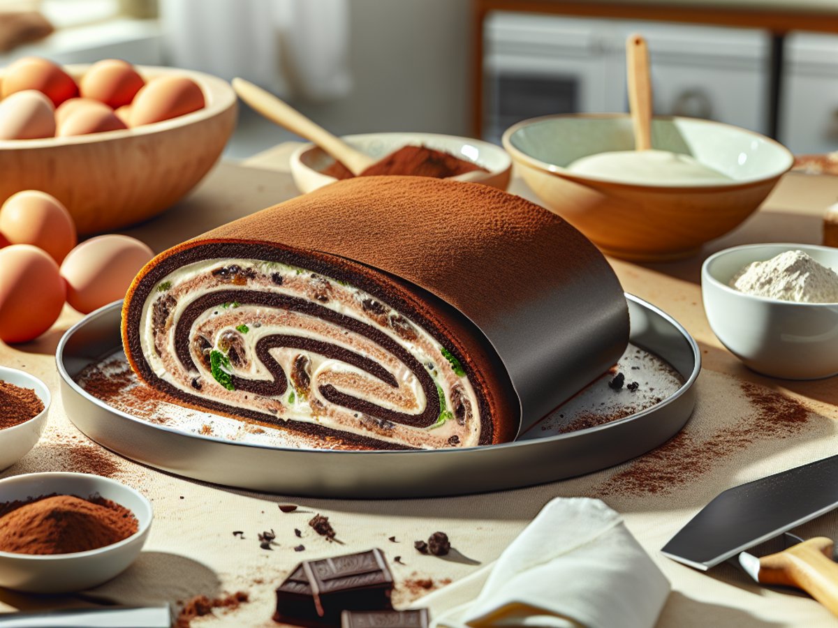 Schwarzwälder Kirsch-Rolle - Alternative Ansicht in gemütlichem Setting