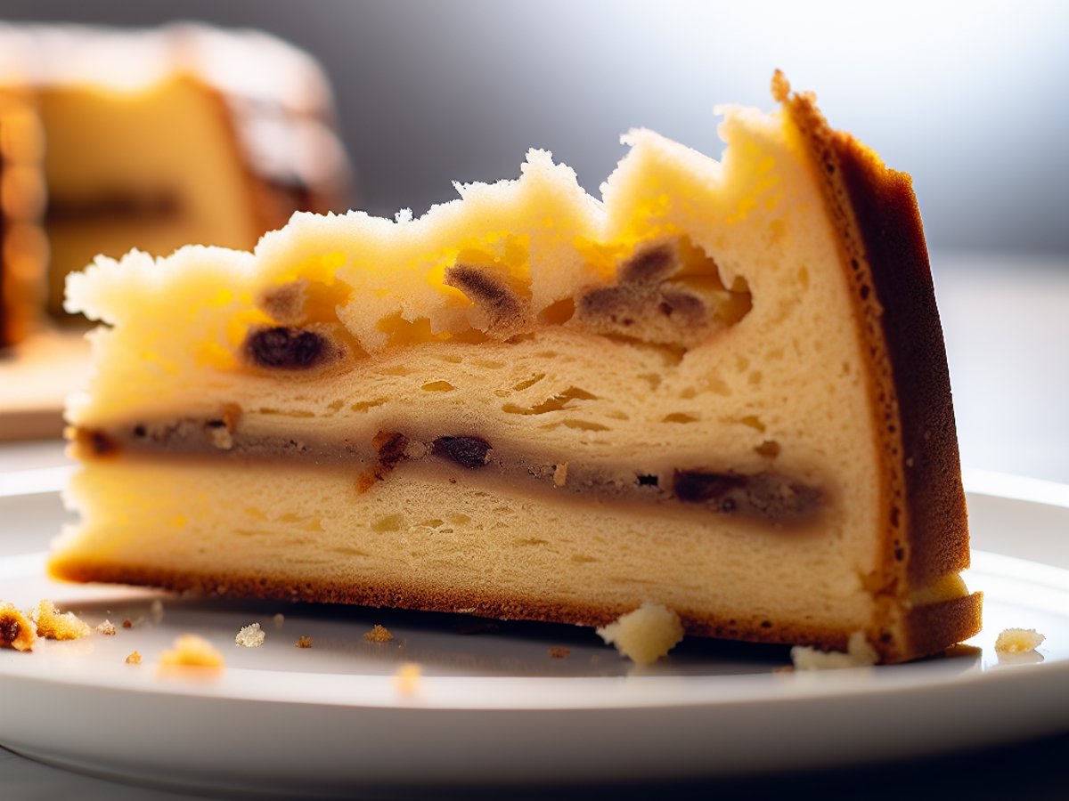 Deutscher Baumkuchen - Nahaufnahme eines Stücks mit sichtbarer Textur