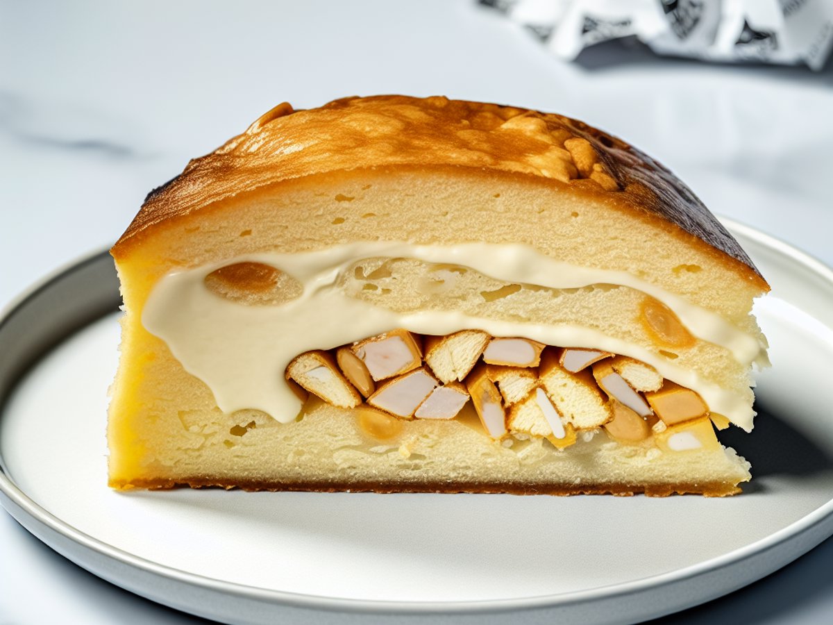 Indischer Rabri Kuchen - Nahaufnahme eines Stücks mit sichtbarer Textur