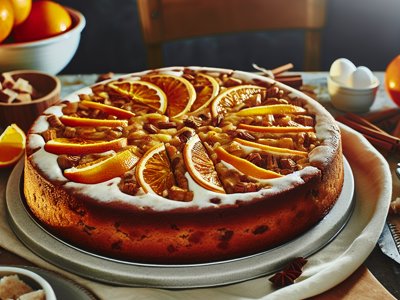Lebkuchen-Orangen-Torte mit Zimtrahm