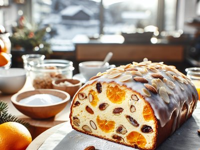 Mandel-Zimt-Stollen mit Orangenglasur