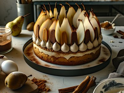 Winterliche Spekulatius-Birnen-Torte mit Zimtmousse