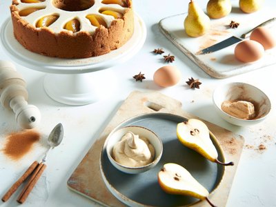 Winterliche Spekulatius-Birnen-Torte mit Zimtmousse