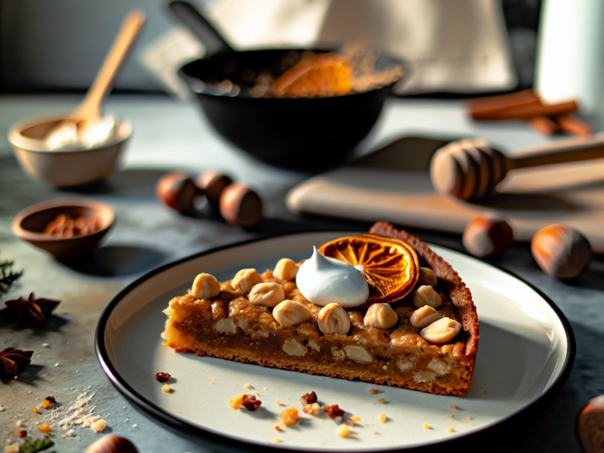 Winterlicher Haselnuss-Orangentaler mit Lebkuchengewürz - Alternative Ansicht in gemütlichem Setting