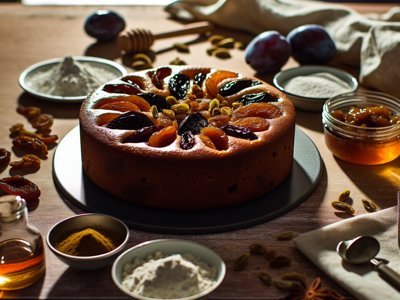 Winterlicher Pflaumen-Kardamom-Gugelhupf mit Honigglasur