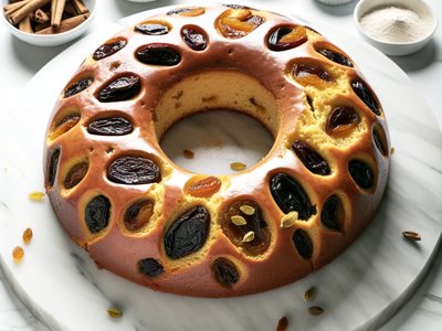 Winterlicher Pflaumen-Kardamom-Gugelhupf mit Honigglasur