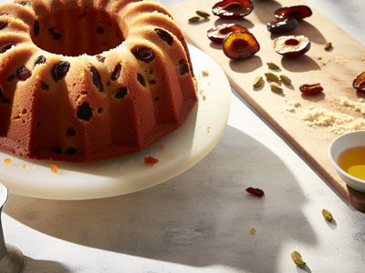 Winterlicher Pflaumen-Kardamom-Gugelhupf mit Honigglasur