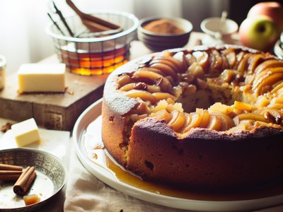 Winterlicher Bratapfel-Marzipan-Kuchen mit Calvados