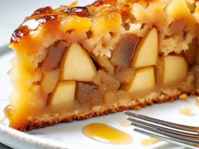 Winterlicher Bratapfel-Marzipan-Kuchen mit Calvados